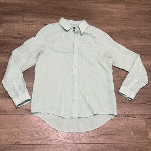APC Paris Shirt Mens 100% Linen Button Down Long Sleeve Light Green Sz M